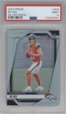 Bo Nix from the 2024 Panini Prizm set featuring a Silver Prizm parallel graded by PSA and given an overall grade of 9.