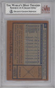 Eddie Murray from the 1978 Topps set graded by Beckett and given an overall grade of 6.