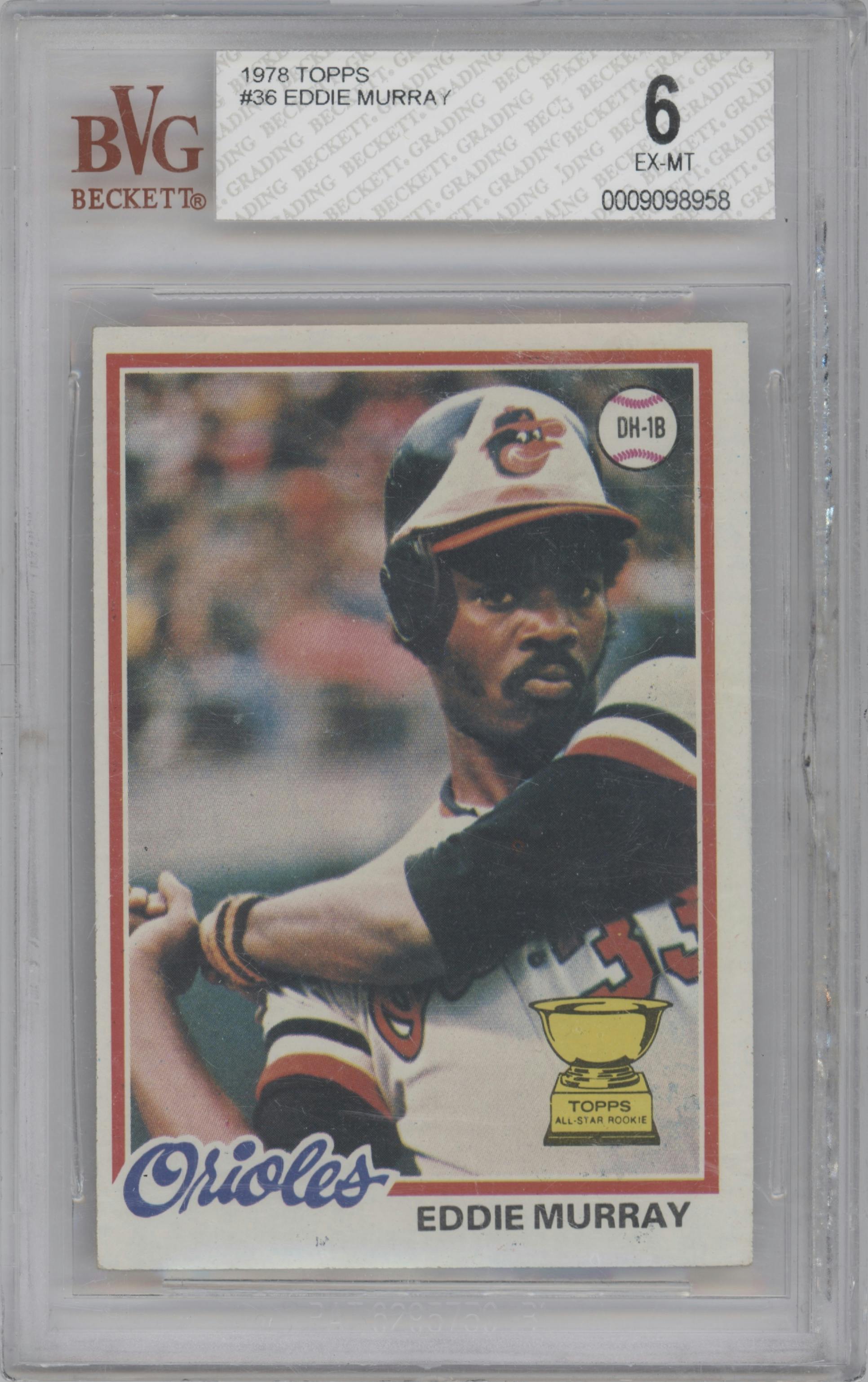 Eddie Murray from the 1978 Topps set graded by Beckett and given an overall grade of 6.