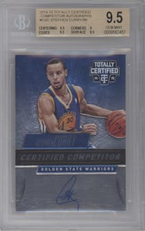 Stephen Curry from the 2014-15 Panini Totally Certified set graded by Beckett and given an overall grade of 9.5.