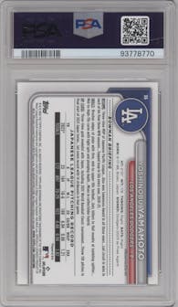 Yoshinobu Yamamoto from the 2024 Bowman set graded by PSA and given an overall grade of 10.