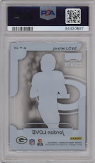 Jordan Love from the 2020 Panini Chronicles set graded by PSA and given an overall grade of 10.