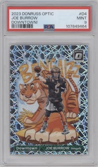 Joe Burrow from the 2023 Donruss Optic set graded by PSA and given an overall grade of 9.