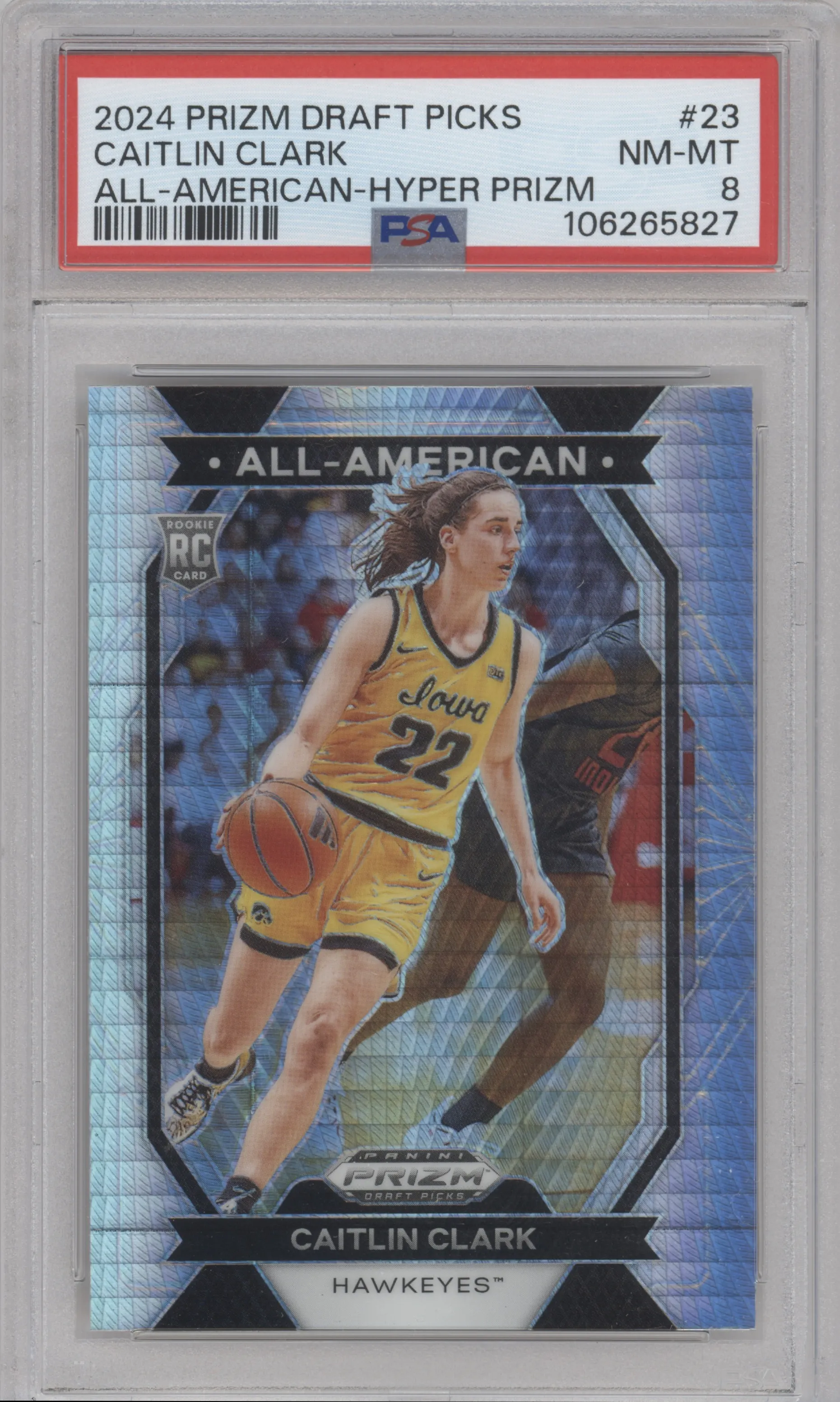 2024 Panini Prizm Draft Picks All-American Caitlin Clark Hyper PSA 8