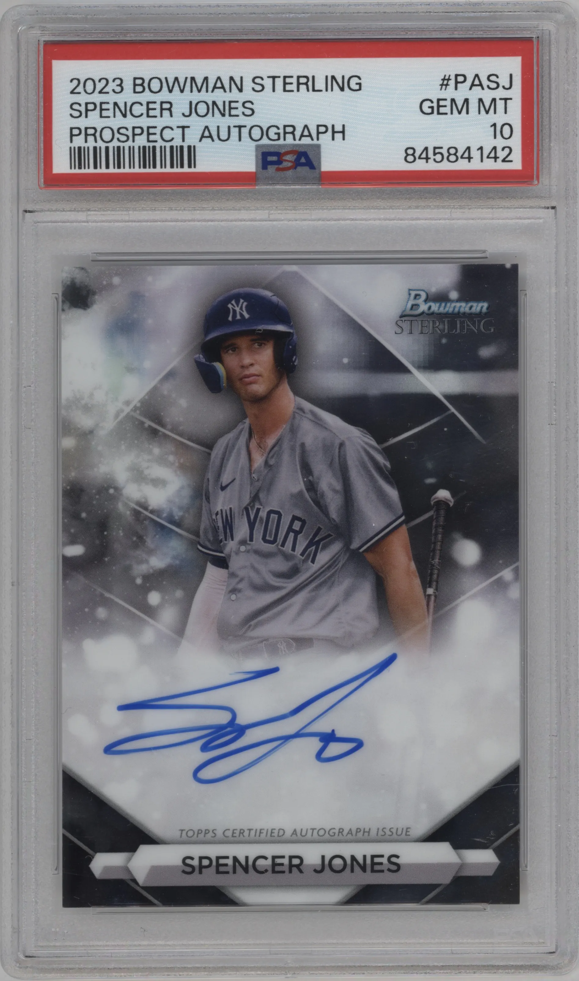 2023 Bowman Sterling Prospect Auto Spencer Jones #PA-SJ PSA 10