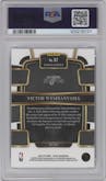 Victor Wembanyama from the 2023-24 Panini Select  set featuring a Blue Retail parallel graded by PSA and given an overall grade of 10.