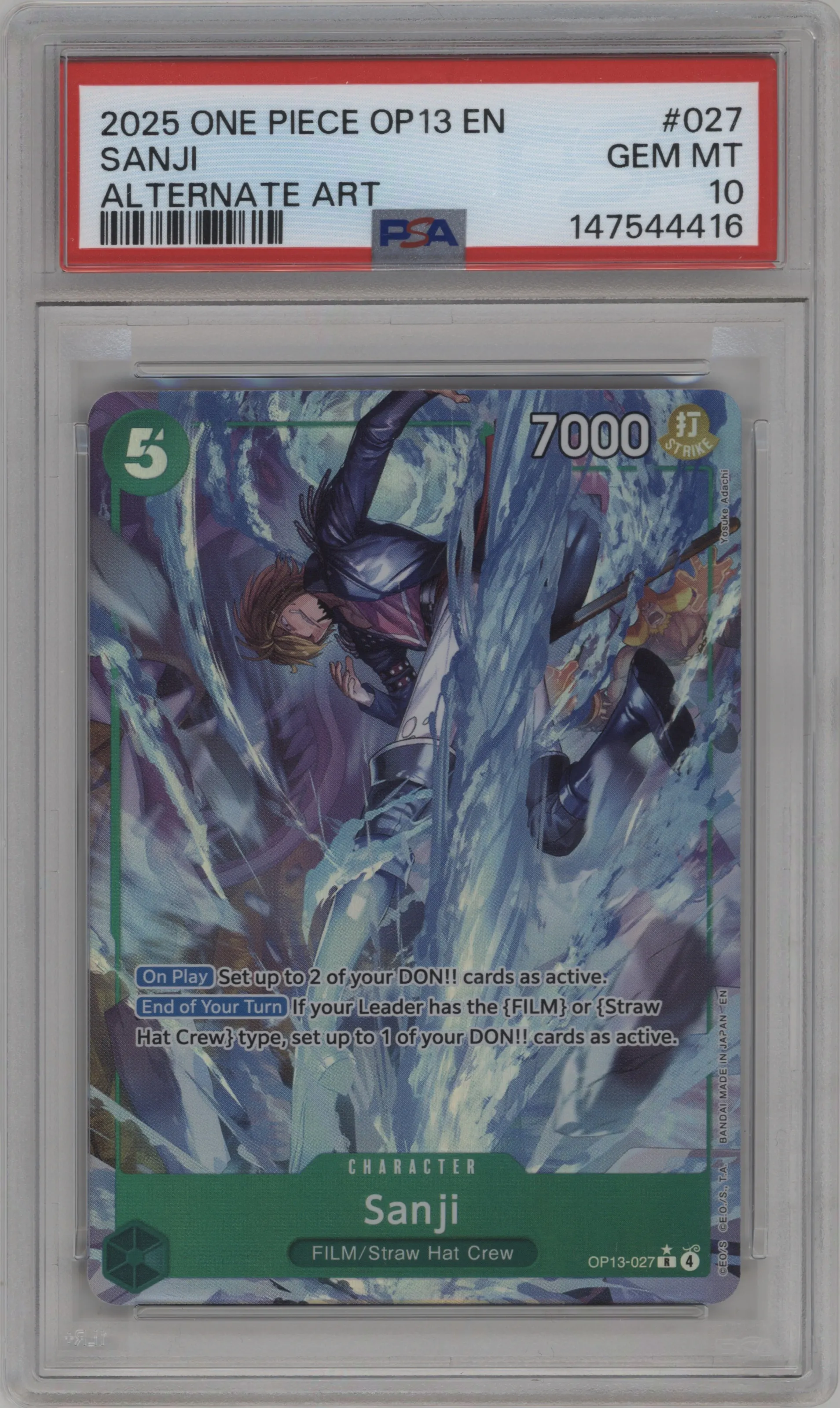 2025 One Piece Carrying On His Will Sanji Alternate Art R #OP13-027 R PSA 10