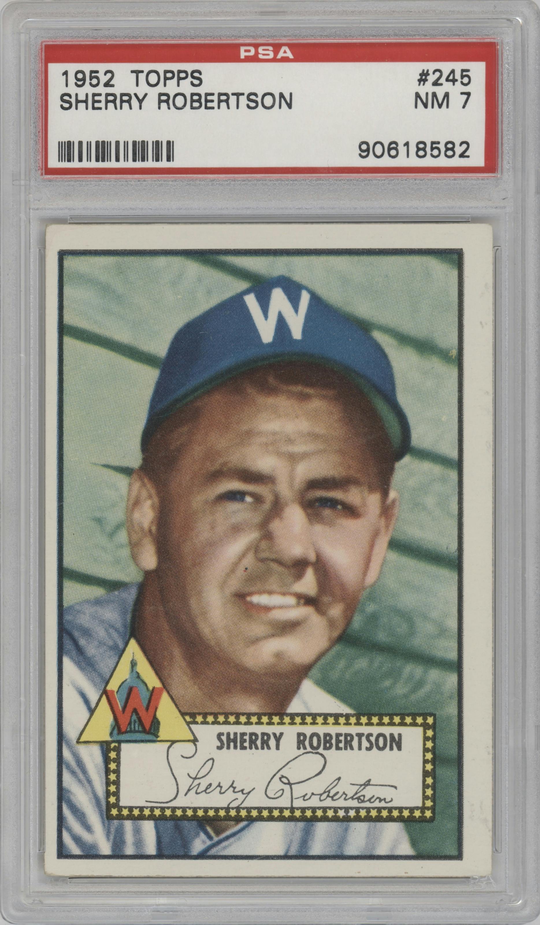 Sherry Robertson from the 1952 Topps set graded by PSA and given an overall grade of 7.