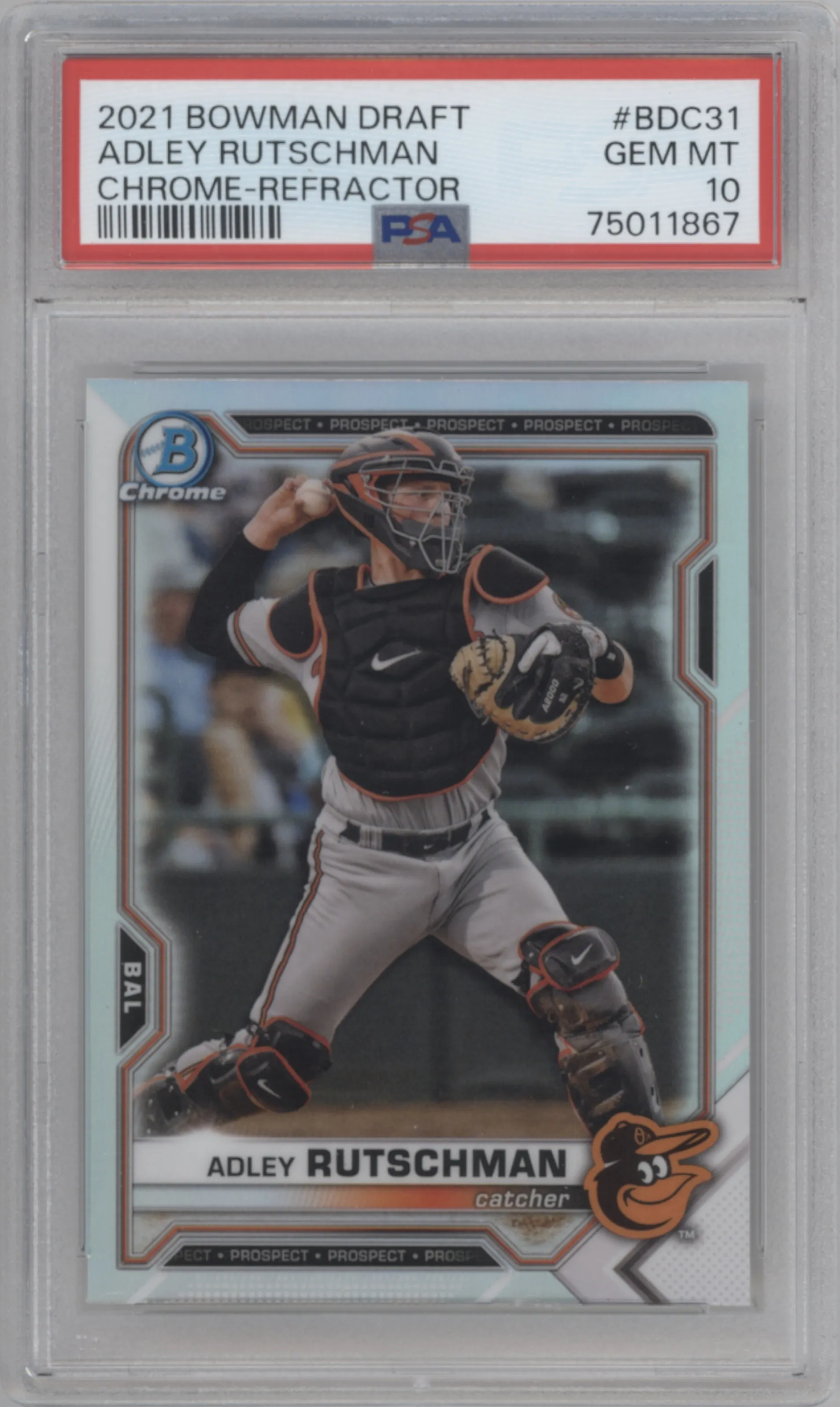 2021 Bowman Draft Chrome Adley Rutschman Refractor #BDC-31 PSA 10