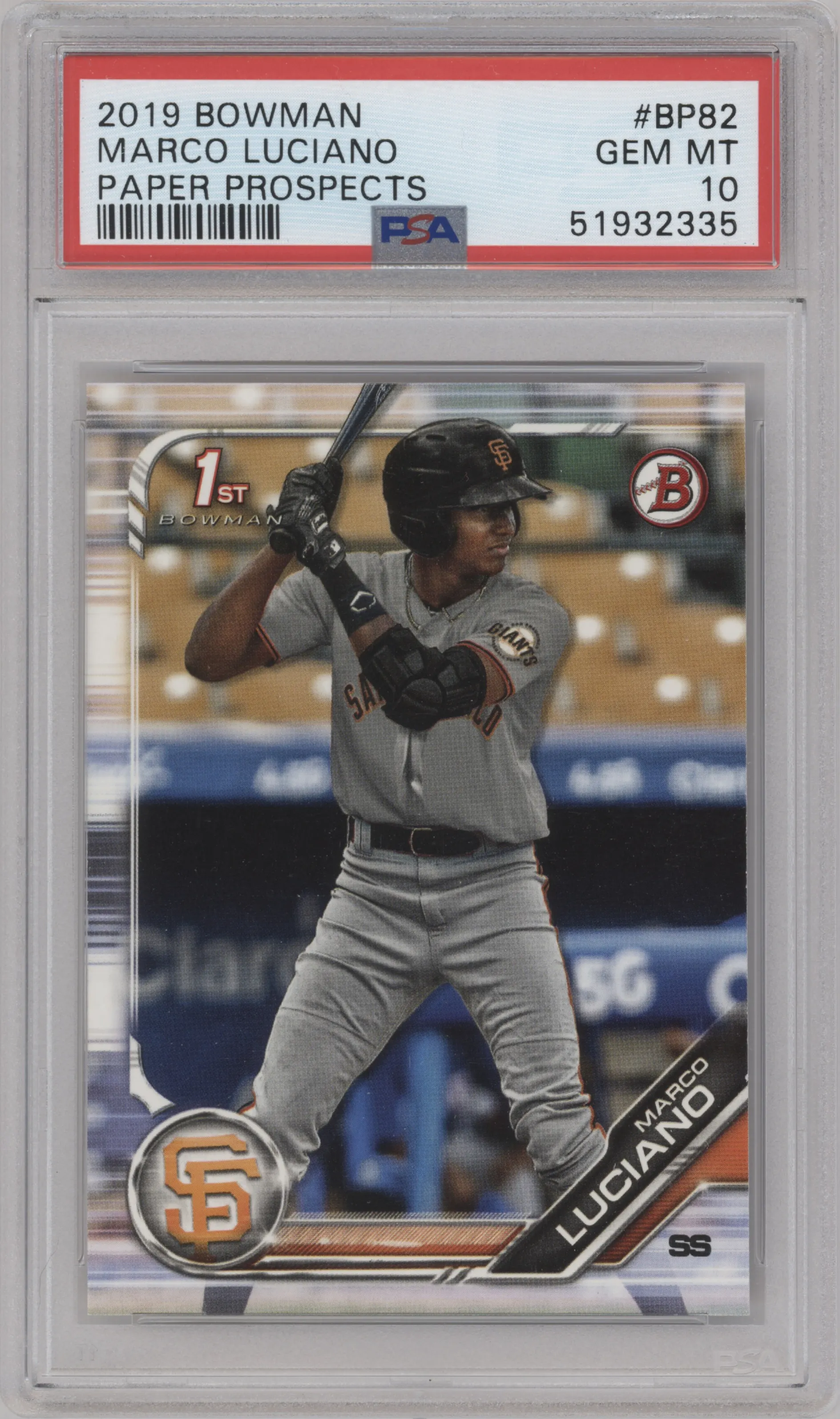 2019 Bowman Prospect Marco Luciano PSA 10