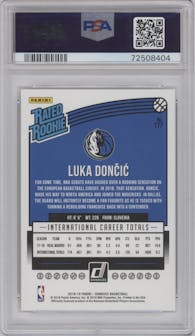 Luka Doncic from the 2018-19 Panini Donruss  set graded by PSA and given an overall grade of 10.