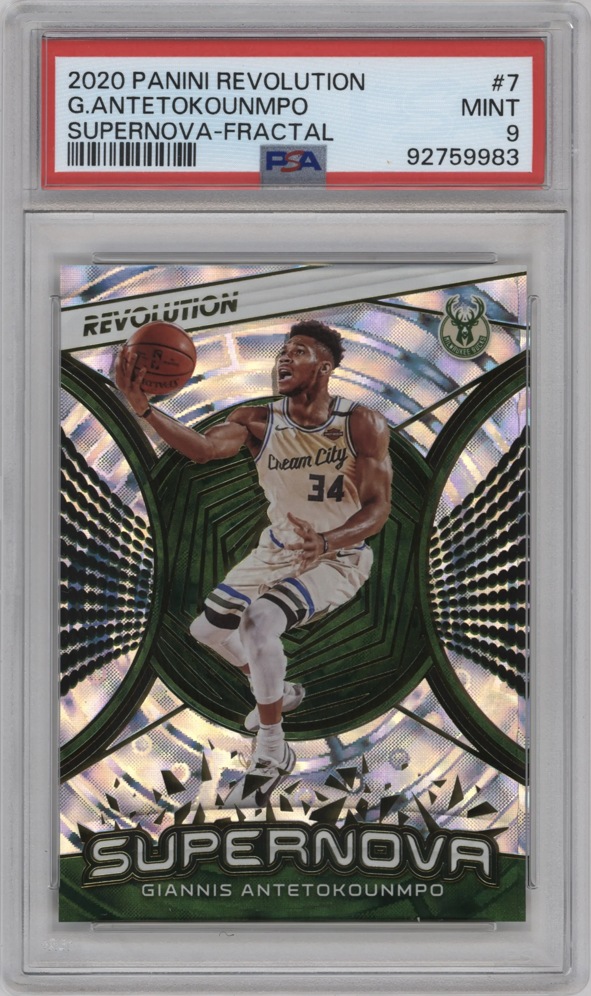 2020 Panini Revolution Supernova Giannis Antetokounmpo Fractal PSA 9