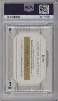 Ronald Acuna Jr. from the 2020 Topps Definitive Collection set graded by PSA and given an overall grade of 10.
