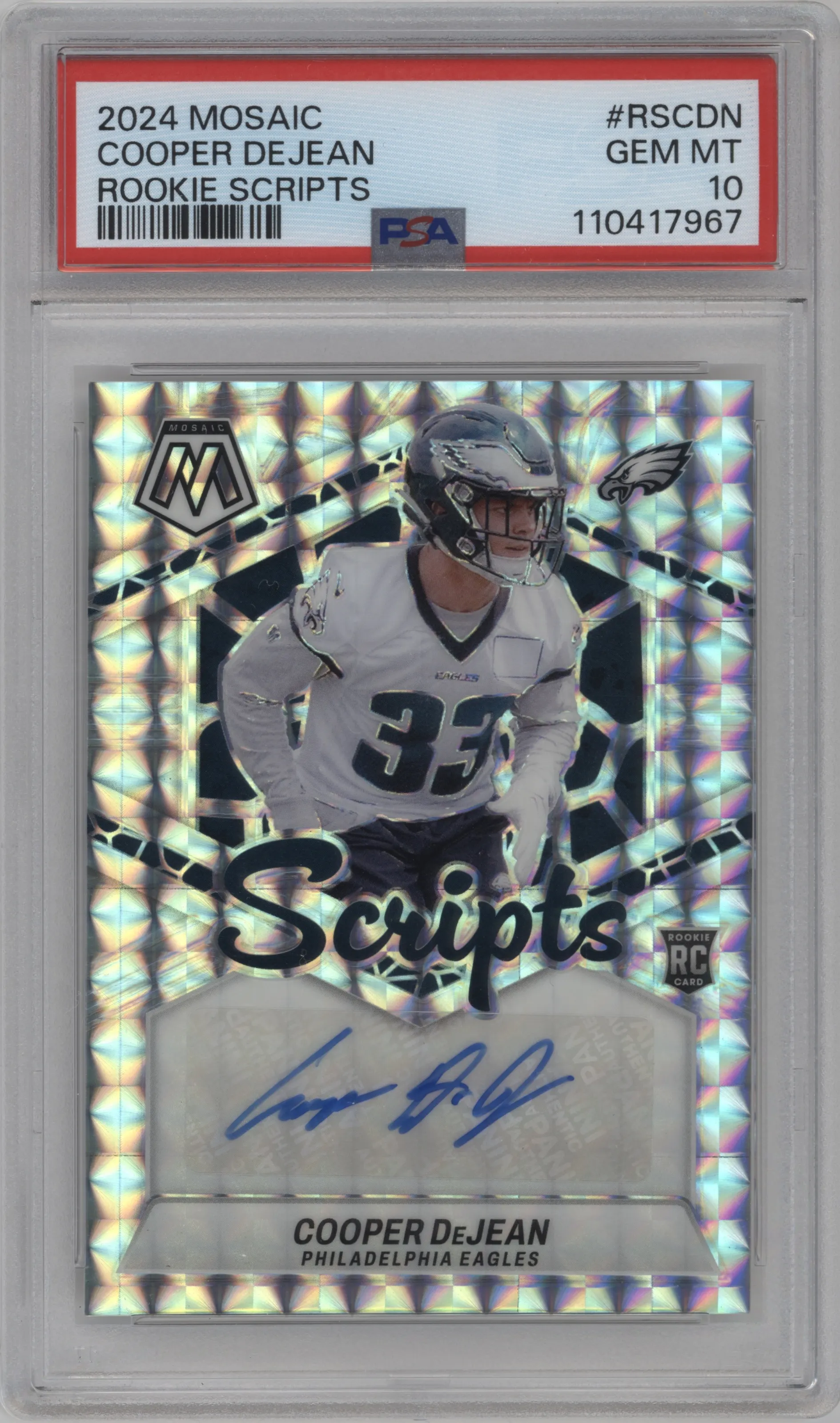 2024 Panini Mosaic Rke.Scripts Cooper DeJean PSA 10