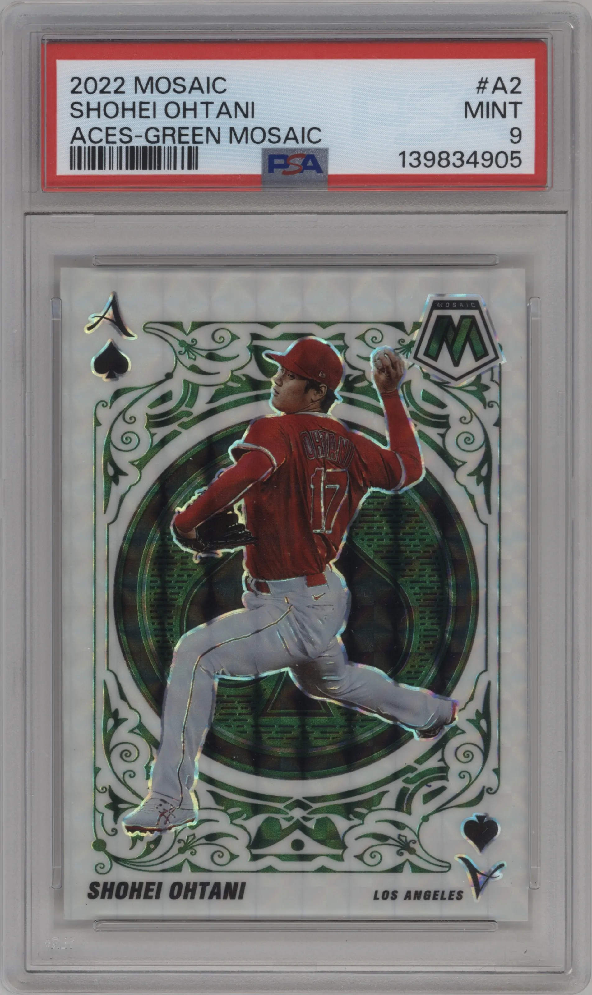 2022 Panini Mosaic Aces Shohei Ohtani Green Mosaic #A-2 PSA 9
