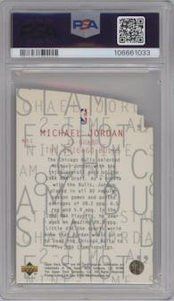 Michael Jordan from the 1997-98 Upper Deck UD3 set graded by PSA and given an overall grade of 9.