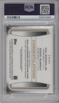 Eddie Murray/Cal Ripken Jr.  from the 2023 Topps Definitive Collection set graded by PSA and given an overall grade of 10.