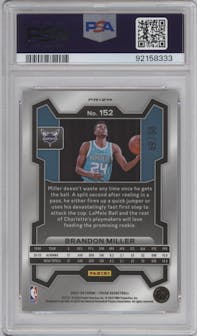 Brandon Miller from the 2023-24 Panini Prizm set featuring a Choice Red parallel graded by PSA and given an overall grade of 10.