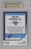 Brian Thomas Jr. from the 2024 Donruss Optic set featuring a Purple Shock parallel graded by Beckett and given an overall grade of 9.5.