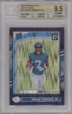 Brian Thomas Jr. from the 2024 Donruss Optic set featuring a Purple Shock parallel graded by Beckett and given an overall grade of 9.5.