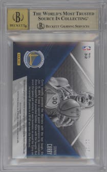 Stephen Curry from the 2013-14 Panini Spectra set featuring a Orange parallel graded by Beckett and given an overall grade of 9.5.