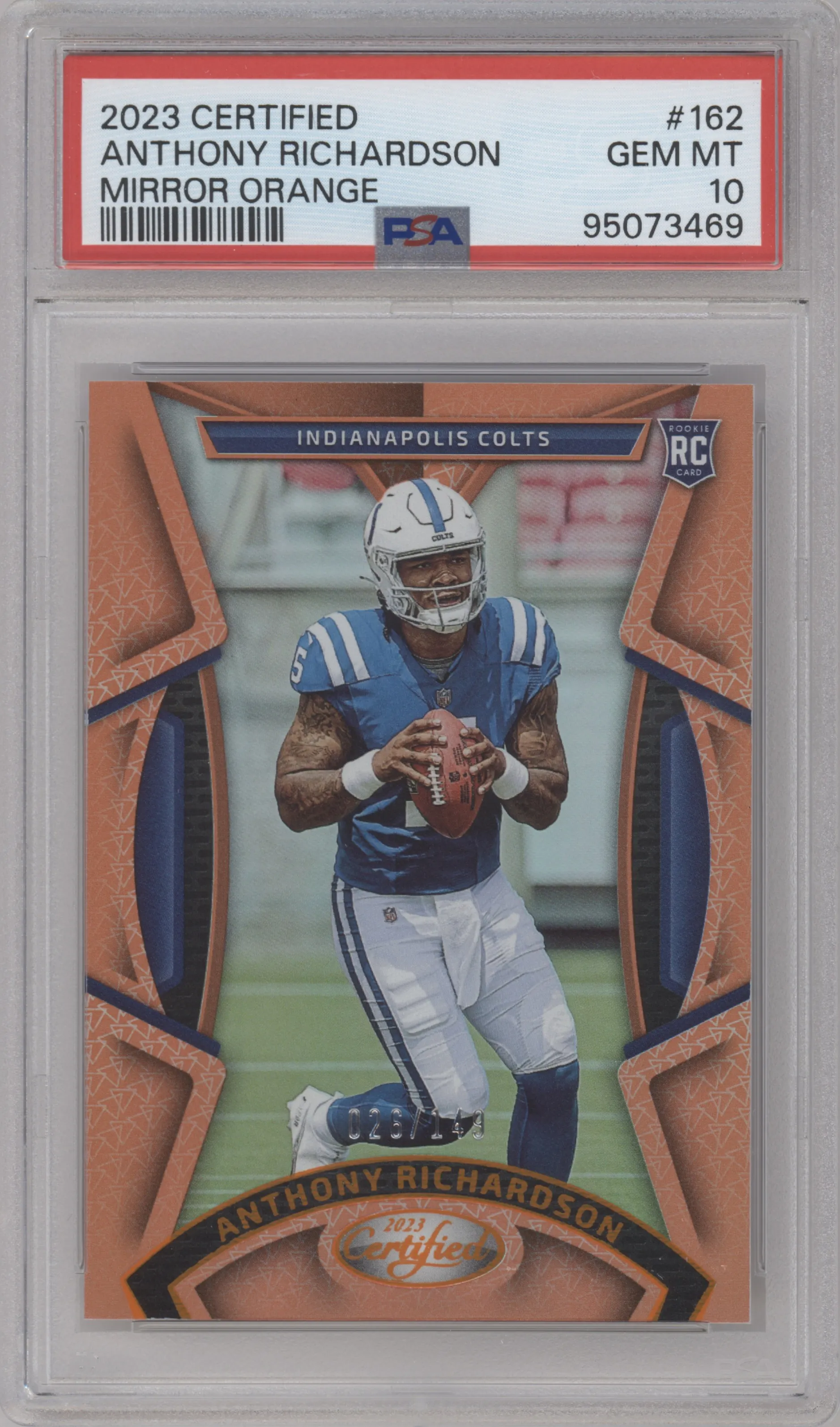 2023 Panini Certified Anthony Richardson Mirror Orange PSA 10