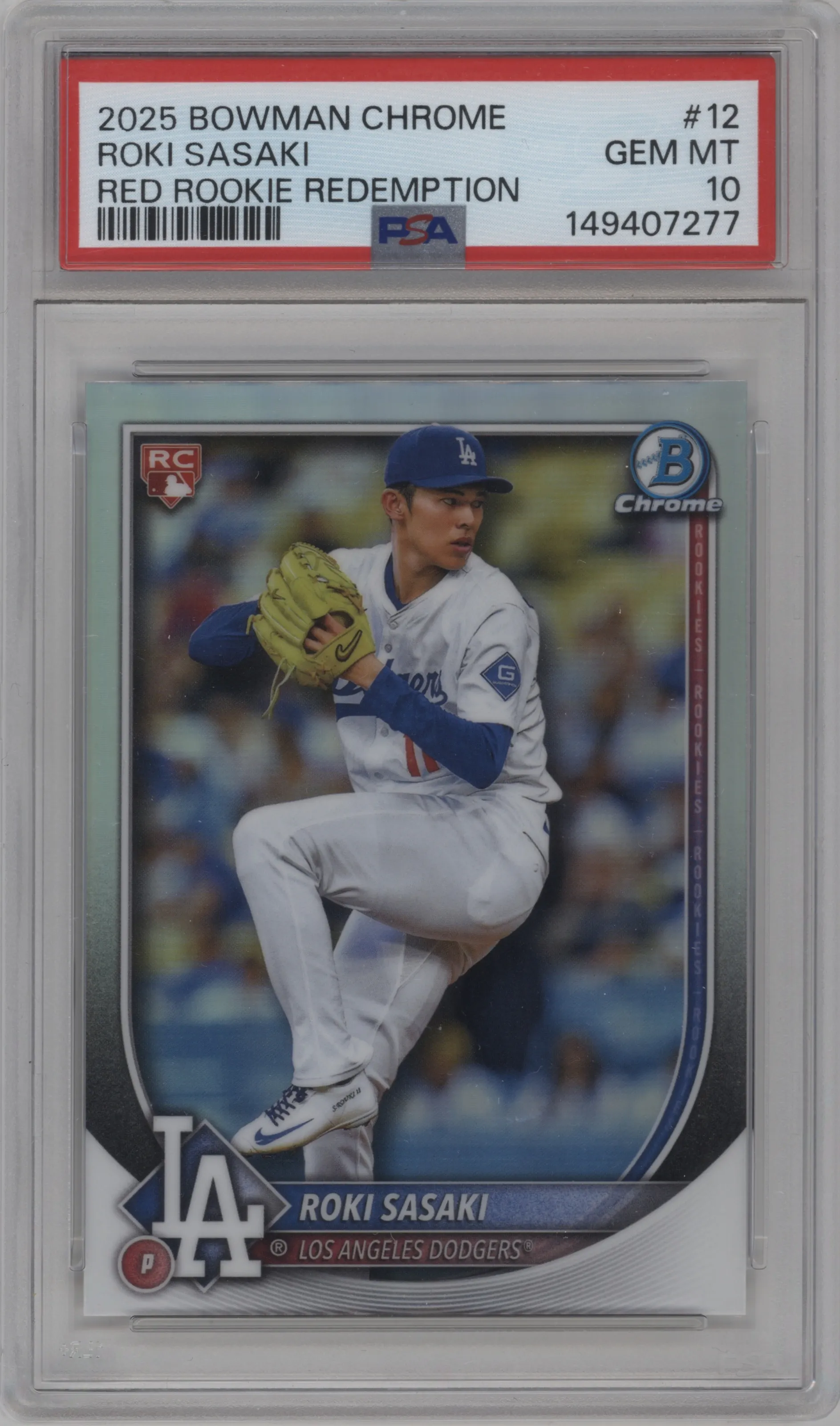 2025 Bowman Chrome Red RC Variation Roki Sasaki #12 PSA 10