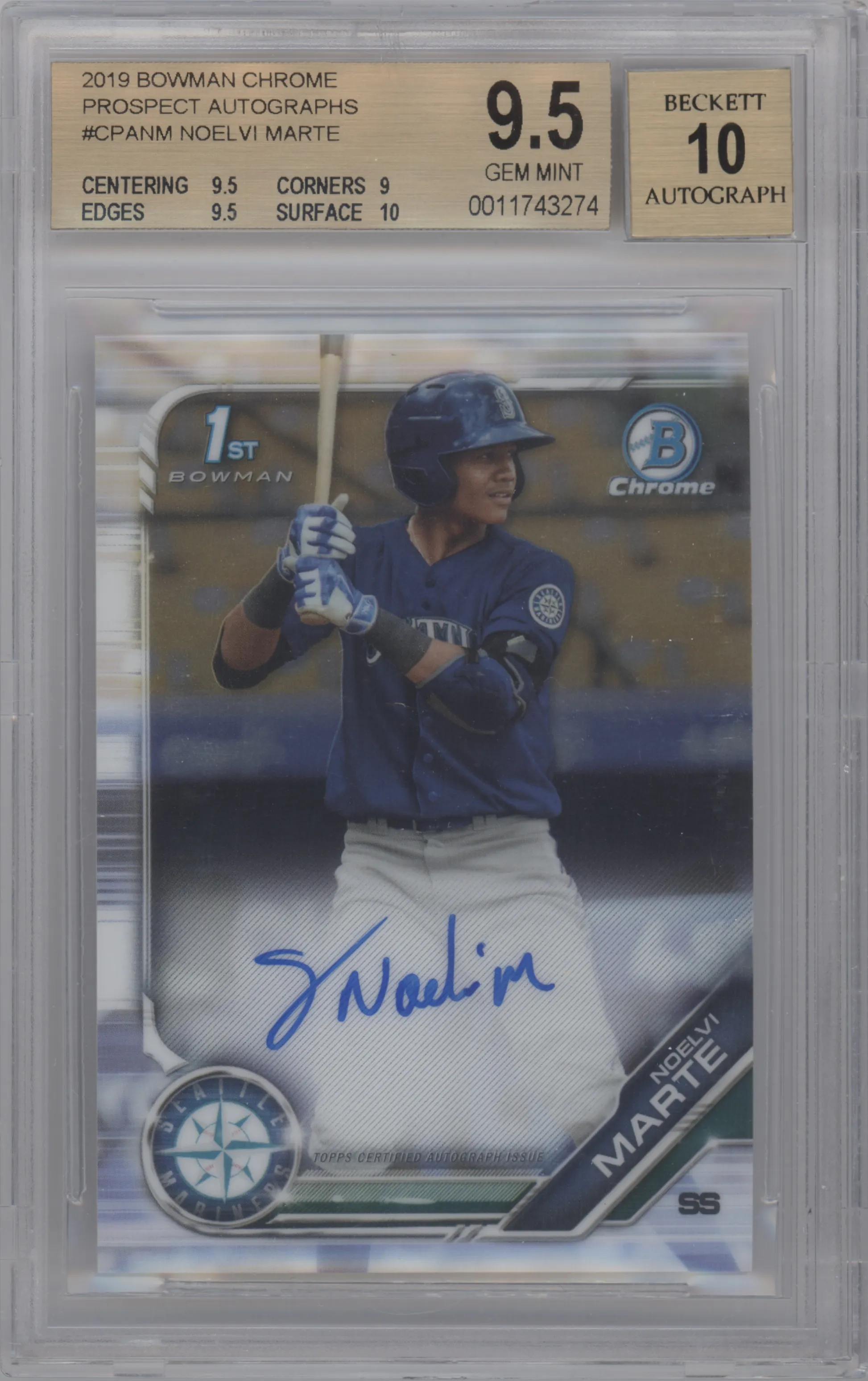 2019 Bowman Chrome Pros.Auto Noelvi Marte BGS 9.5