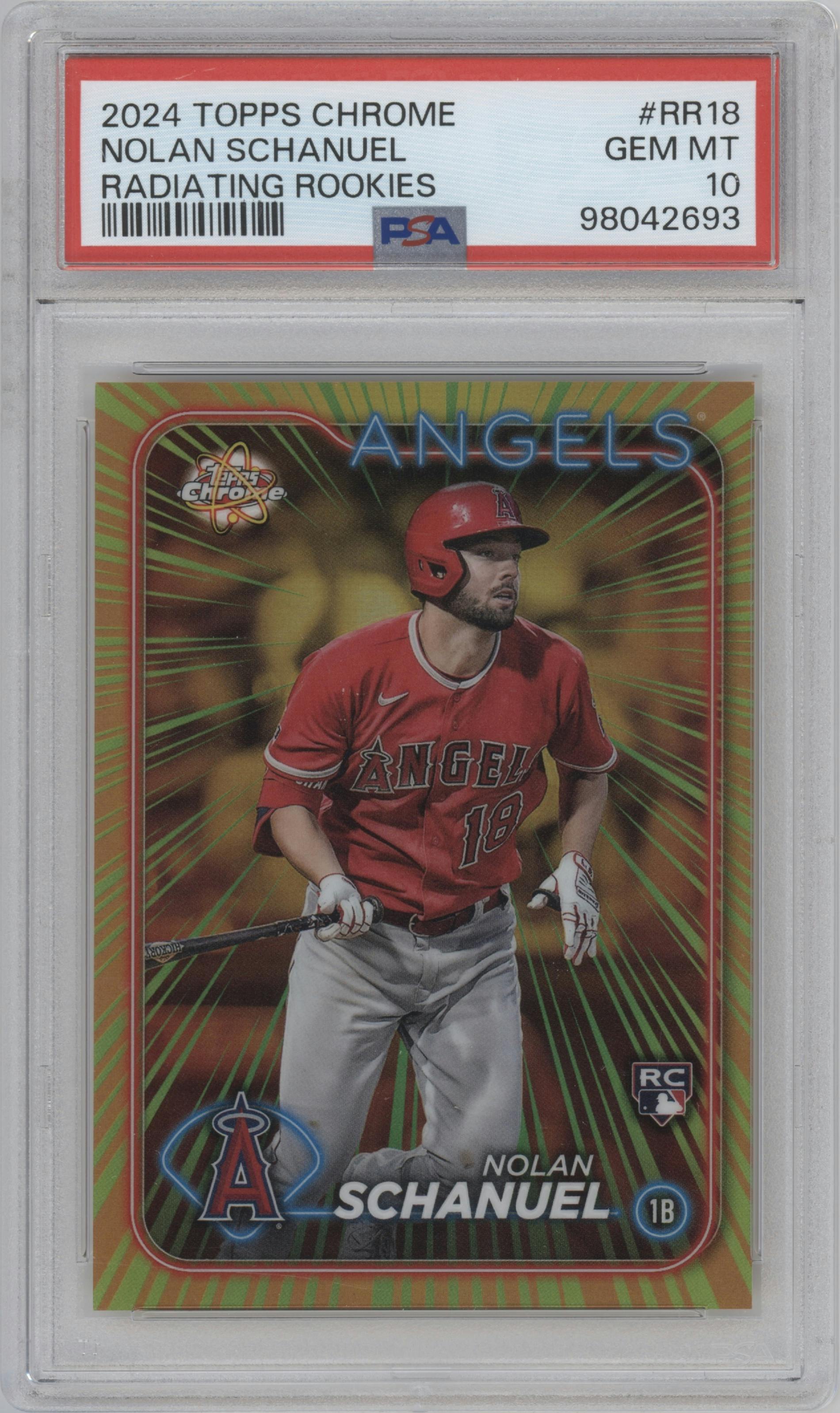 Nolan Schanuel from the 2024 Topps Chrome set graded by PSA and given an overall grade of 10.