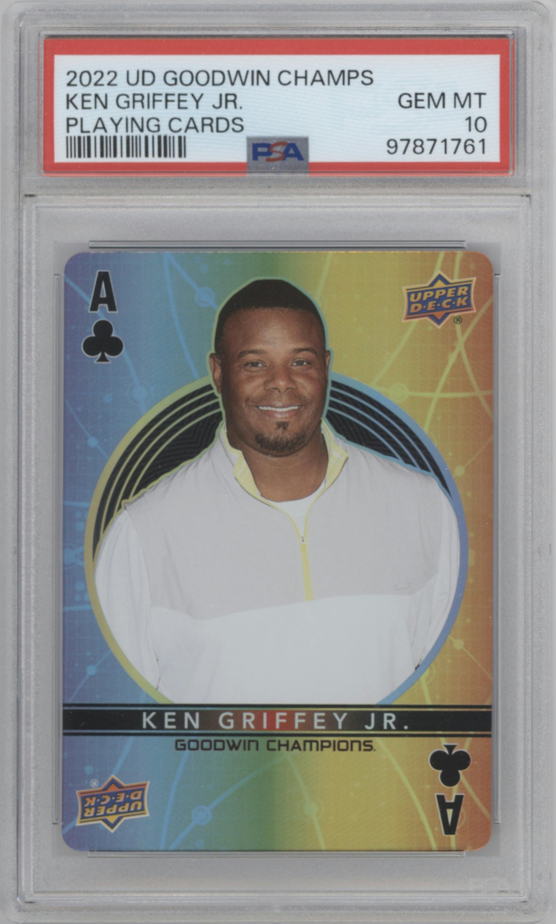 Ken Griffey Jr. from the 2022 UD Goodwin Champions set graded by PSA and given an overall grade of 10.