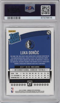 Luka Doncic from the 2018-19 Panini Donruss Optic set graded by PSA and given an overall grade of 10.