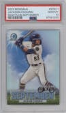 Jackson Chourio from the 2023 Bowman  set graded by PSA and given an overall grade of 10.