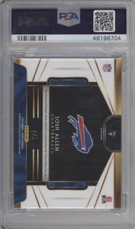 Josh Allen from the 2018 Panini Select set featuring a Green Prizm  parallel graded by PSA and given an overall grade of 10.