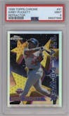 Kirby Puckett  from the 1996 Topps Chrome set featuring a Refractor parallel graded by PSA and given an overall grade of 9.