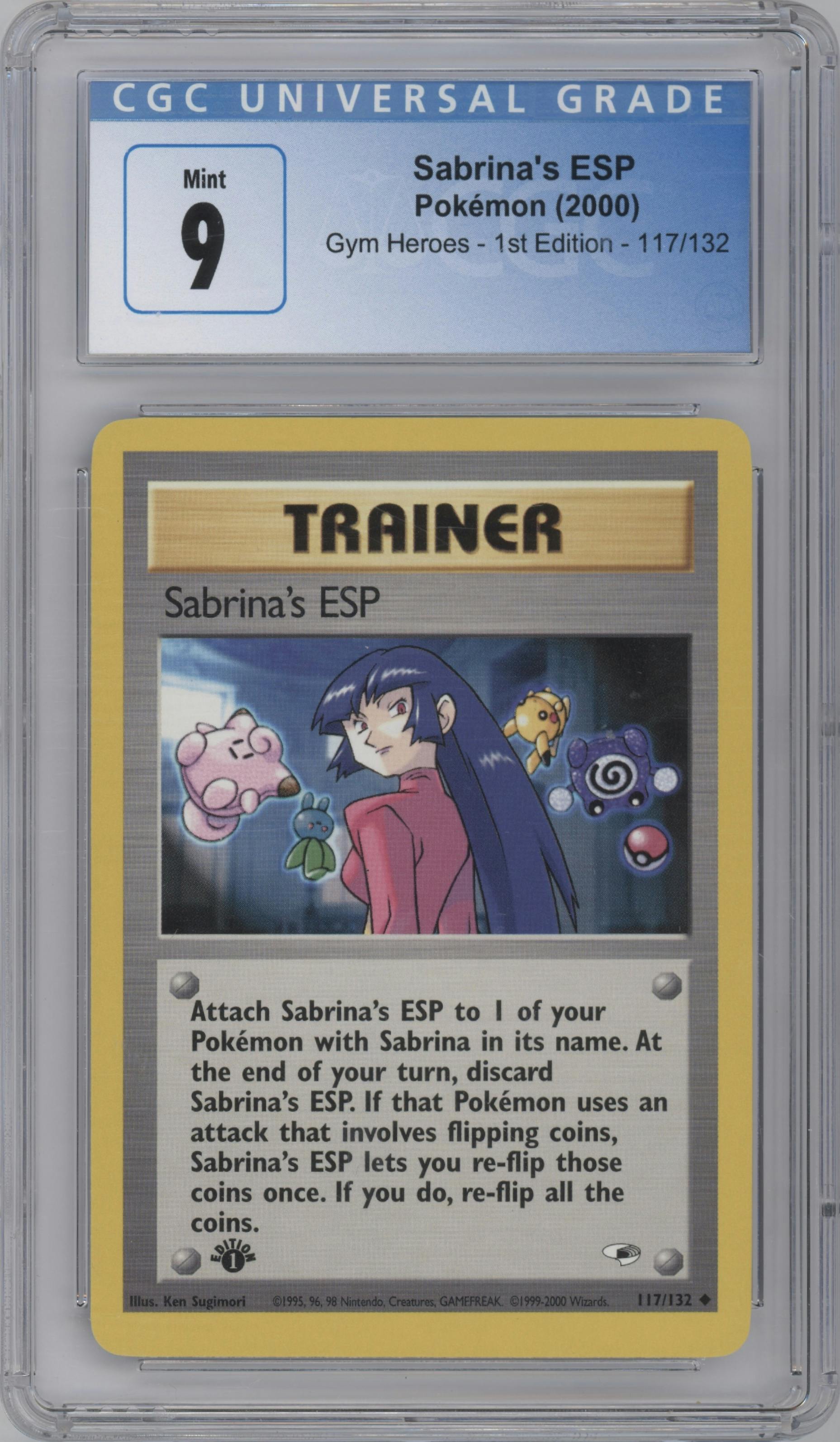 Sabrina's ESP from the 2000 Pokemon GH set graded by CSG and given an overall grade of 9.