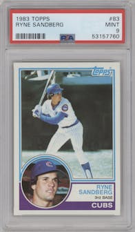 Ryne Sandberg from the 1983 Topps set graded by PSA and given an overall grade of 9.