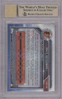 Adley Rutschman from the 2019 Bowman Draft set featuring a Refractor parallel graded by Beckett and given an overall grade of 9.5.