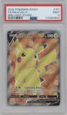 Pikachu V from the 2022 Pokemon SWSH set graded by PSA and given an overall grade of 9.