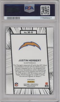 Justin Herbert from the 2022 Panini Prizm set graded by PSA and given an overall grade of 10.