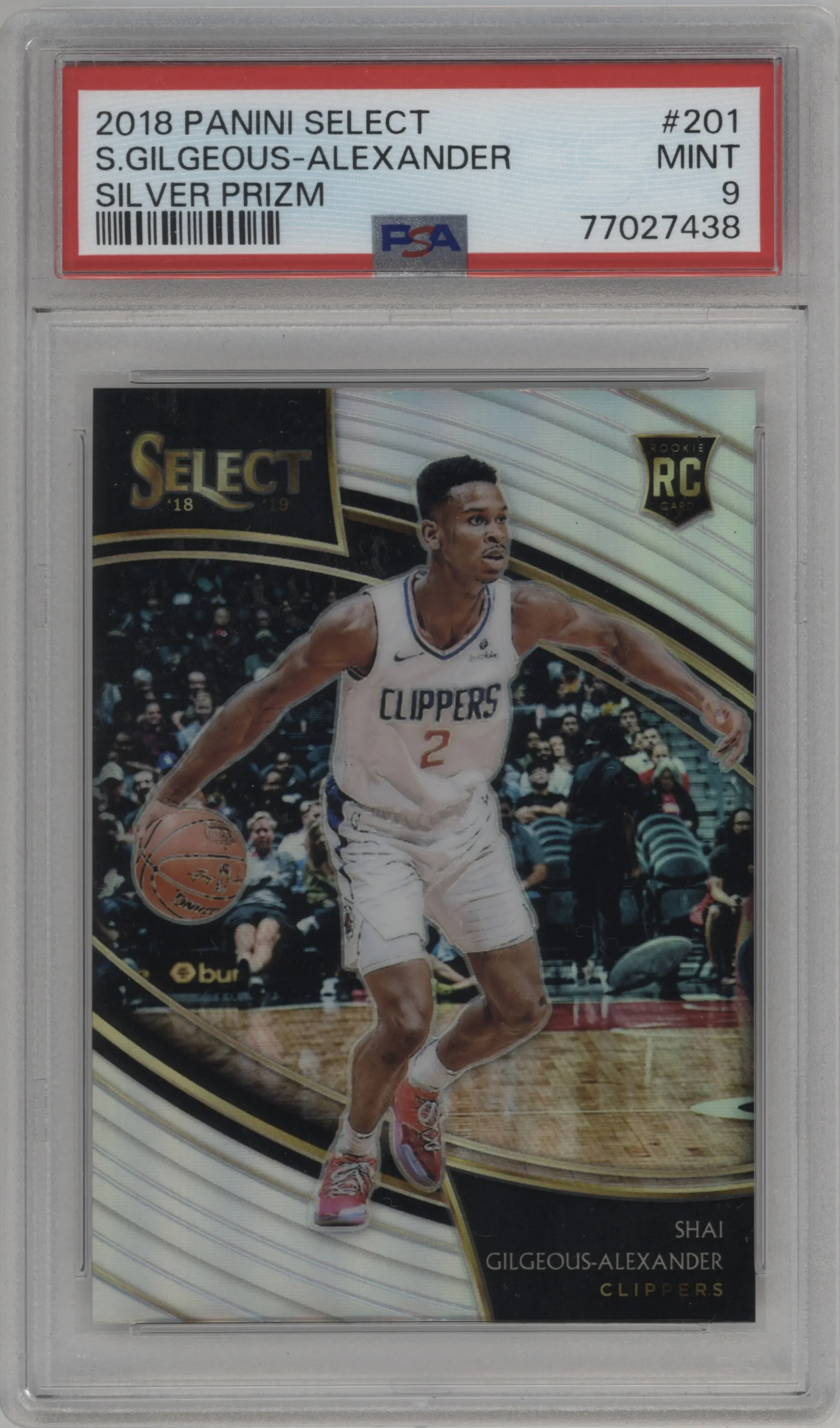 2018 Panini Select Courtside Shai Gilgeous-Alexander Silver Prizm #201 PSA 9