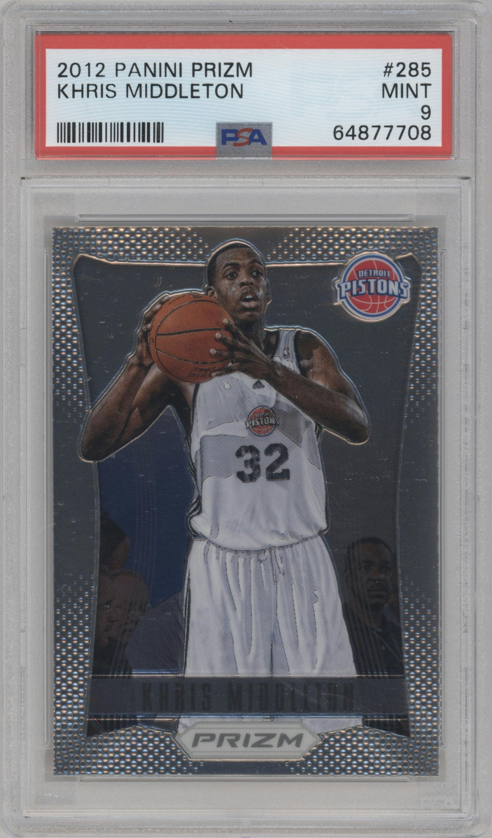 Khris Middleton from the 2012-13 Panini Prizm set graded by PSA and given an overall grade of 9.