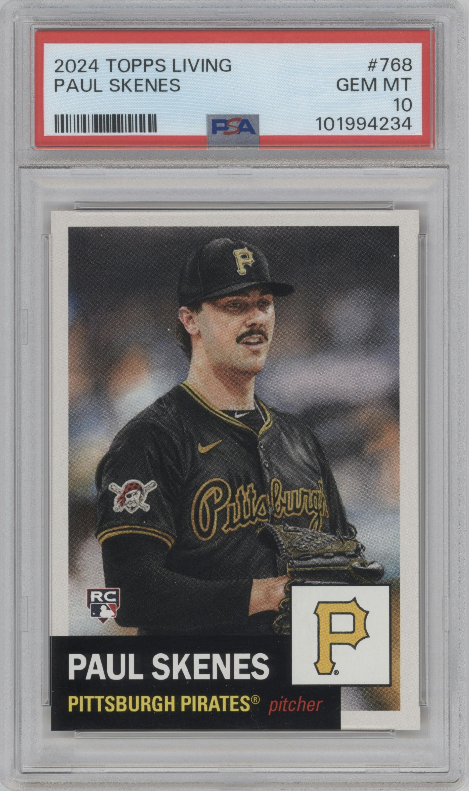 Paul Skenes from the Ultimate Topps Living Set   set graded by PSA and given an overall grade of 10.