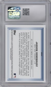 Jasson Dominguez from the 2022 Bowman set graded by CSG and given an overall grade of 9.
