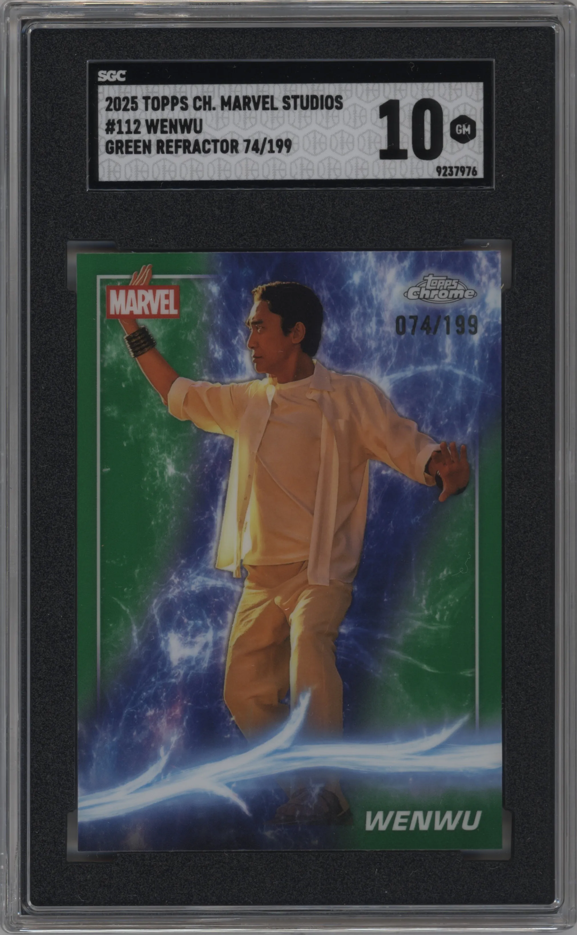 2025 Topps Chrome Marvel Studios Wenwu Green Refractor SGC 10