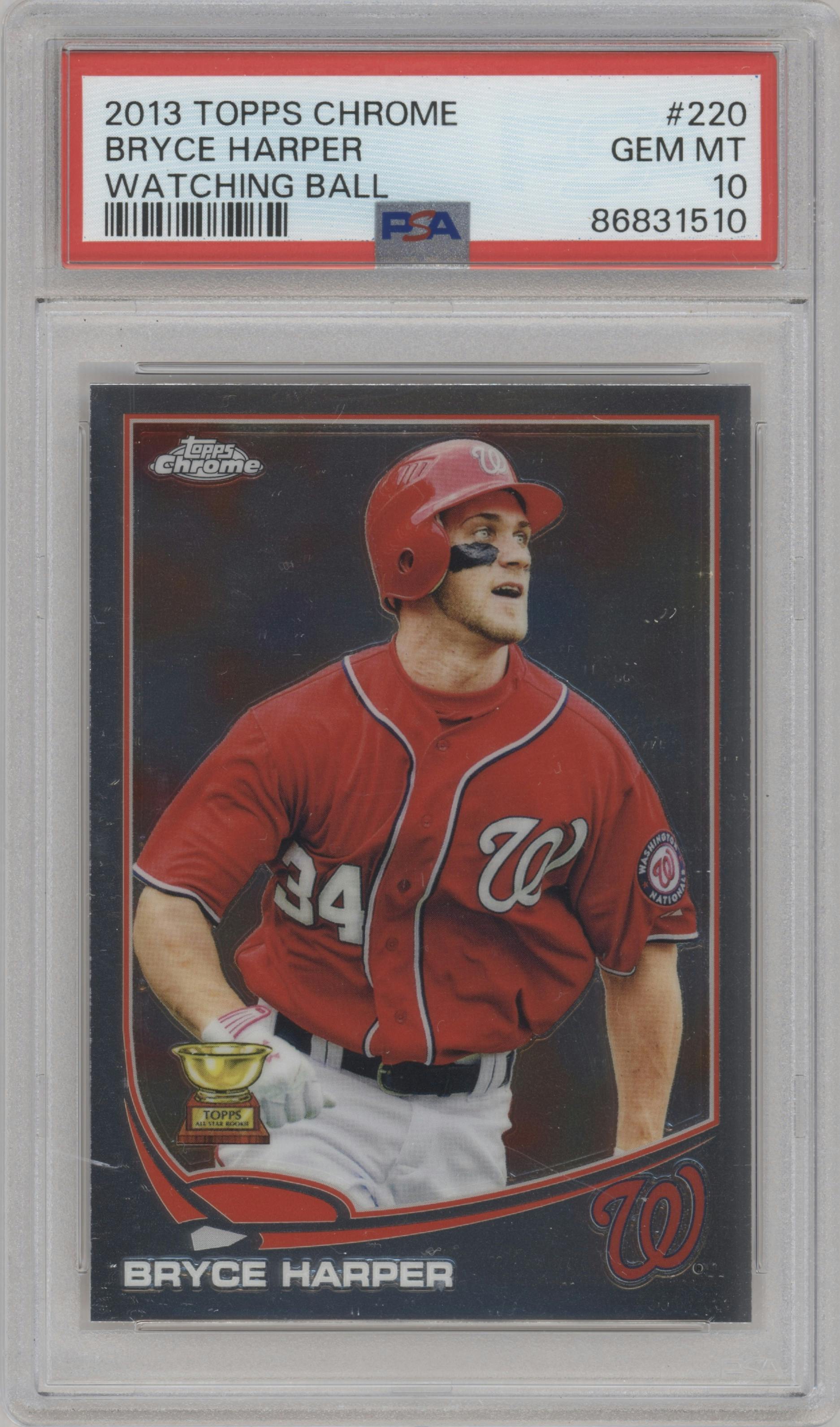 Bryce Harper from the 2013 Topps Chrome set graded by PSA and given an overall grade of 10.