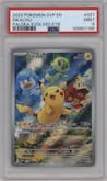 Pikachu from the 2023 Pokemon SV set featuring a Scarlet & Violet - Paldea Evolved Elite Trainer Box parallel graded by PSA and given an overall grade of 9.
