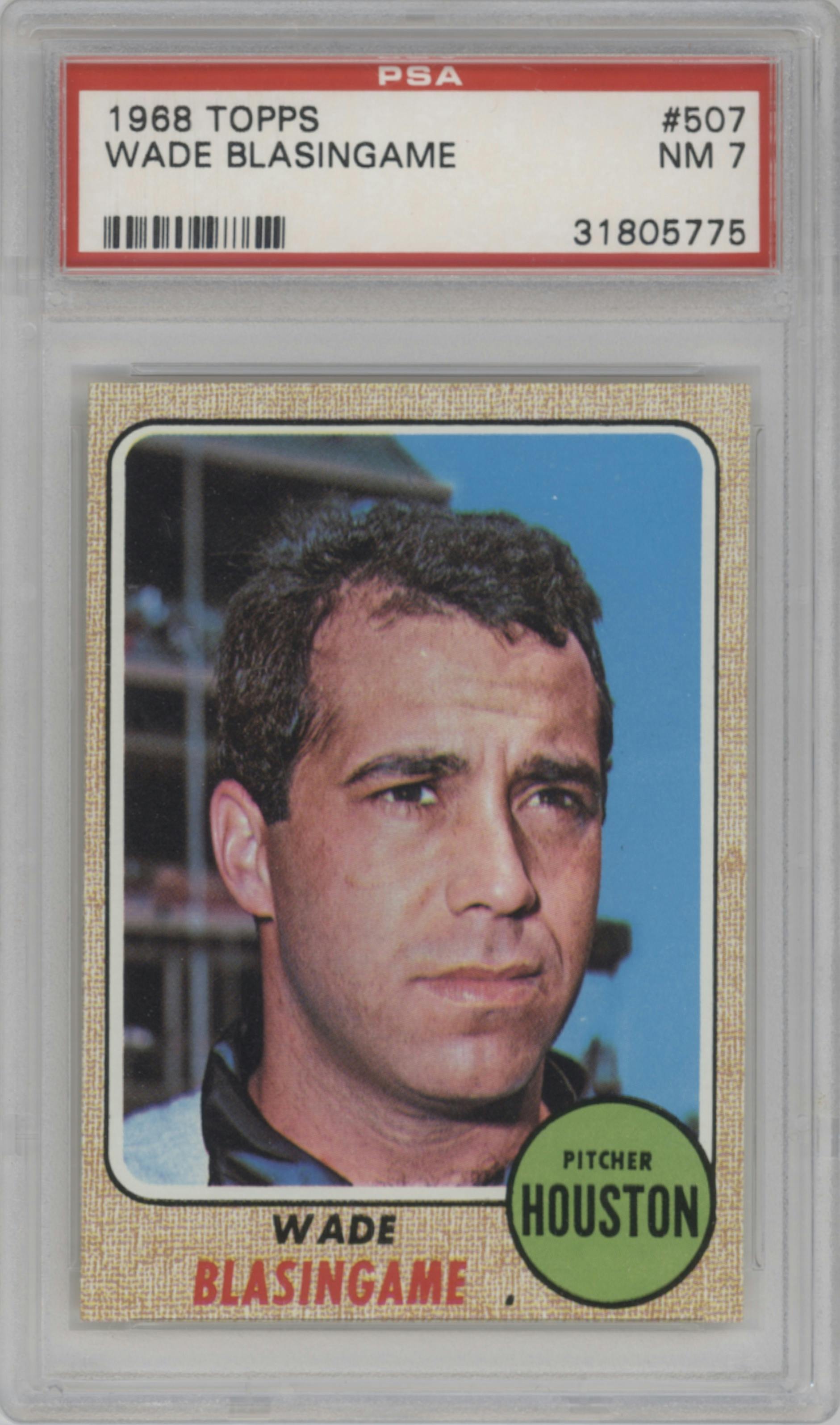 Wade Blasingame from the 1968 Topps set graded by PSA and given an overall grade of 7.