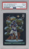 Justin Jefferson from the 2021 Panini Donruss Optic set featuring a Black Pandora parallel graded by PSA and given an overall grade of 9.