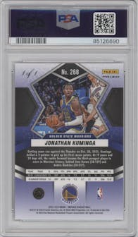 Jonathan Kuminga from the 2021-22 Panini Mosaic  set featuring a Fast Break Black parallel graded by PSA and given an overall grade of 9.