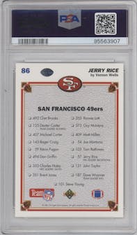 Jerry Rice from the 1991 Upper Deck set graded by PSA and given an overall grade of 10.